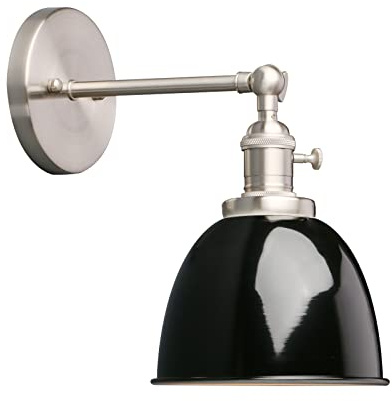Phansthy Wandleuchten Retro Wandlampe aus Metall Deckenhalbkreis mit Schalter Verstellbar Wandspot E27 Moderne Wandleuchte Innen für Schlafzimmer Flur Eingang Wohnzimmer Küche(Schwarz)