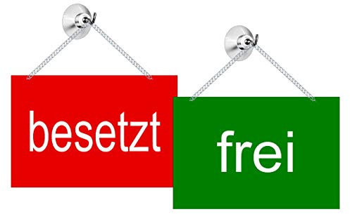 Desi-Schilder Frei-Besetzt-Wendeschild-Infoschild-Hängeschild-Schild-Aluminium-bedruckt-150 x 100 x 2 mm-Mit Kettchen + Sauger-139-7