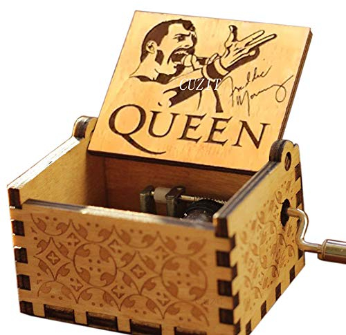 Cuzit Queen, Carillon in Legno Intagliato con manovella in Legno, per i Fan della Regina Freddie Mercury, Idea Regalo per Bambini e Amici