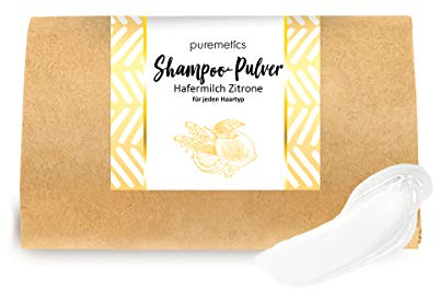 puremetics Zero Waste Shampoo Pulver Hafermilch Zitrone (50g = 200ml) für jeden Haartyp | vegan & plastikfrei