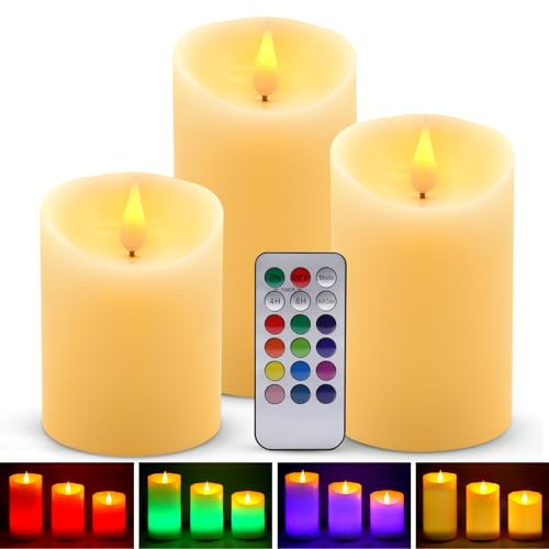 LED RGB Kerzen Flammenloses Kerzenlichter, LUXONIC Multicolor Teelichter Warmweiß LED Kerze Lichter Docht Flackernde Echtwachs Elektrischer LED Lampe mit Fernbedienung Timerfunktion Haus Dekoration