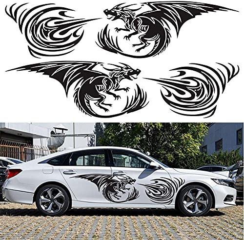 vitihipsy Auto Aufkleber DIY Auto Aufkleber Drachen und Feuer Auto Aufkleber Tür Dekoration Wasserdicht Vinyl Karosserie Aufkleber Seitenschweller Auto Dekoration für Jeep Truck SUV Geländewagen