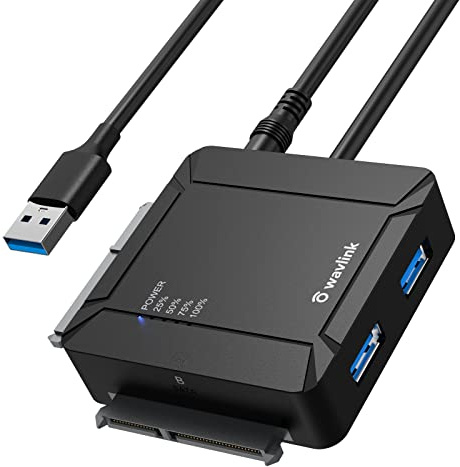 WAVLINK USB 3.0 to Dual Bay SATA Hard Drive Adapter Cable for 2.5 and 3.5 SSD & HDD, 2 x 18 TB, 5Gbps SATA III UASP Supported with Offline Cloning
