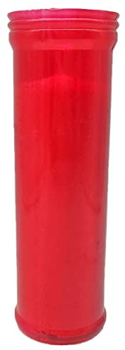 Acan Tradineur - Velón de Santo con Tapa metálica, Vela litúrgica de parafina y Cera Vegetal, decoración de Iglesias, cementerios, tumbas (Rojo, 18,5 cm)