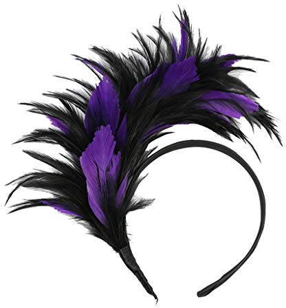 Glücksvogel 20er Jahre Stirnband Feder Haarreif Haarband Damen Mädchen Haarschmuck Haarreif Eleganter Fascinator mit Federn Blumen Kopfbedeckung Braut Hochzeit Party Karneval Fasching Partyhut