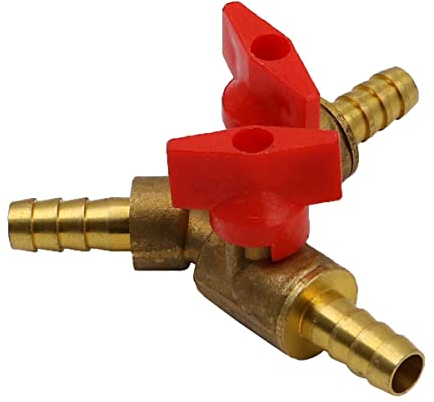 Tiardey 3-Wege-Schlauchverbinder mit Schalter 8 mm Schlauchverbinder Messing Y-Schlauchteiler für Zimmermanns-Wasserhahn-Luft-Wasser-Gas