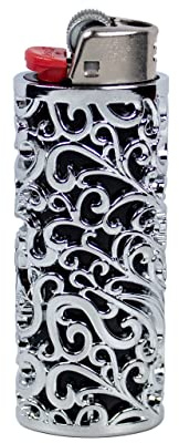 HUMWE Custodia in metallo vintage per accendino BIC Full Size tipo J6 (argento)