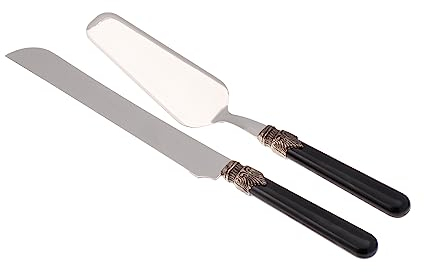 Rivadossi Sandro 1602D11 Set di Pala e Coltello per Torta, 2 Pezzi-Classic-100% Made in Italy, Artigianalità e Design, Acciaio Inox 18/10, Nero