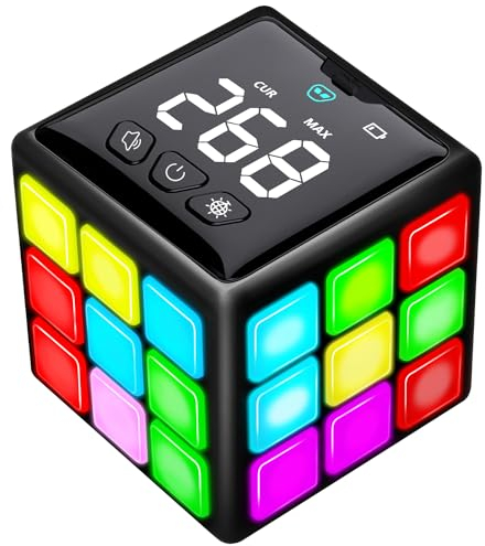Xinbeiya Rechargeable Game Handheld Cube, 15 Fun Brain & Memory Game with Score Screen, Cool Toys for Kids, Christmas Birthday Gifts for Boys Girls Aged 6-12+ Years Old (Black)