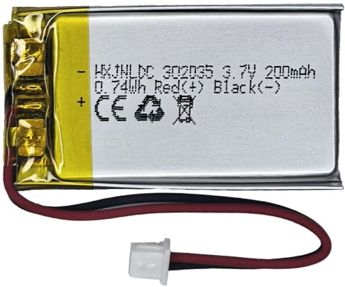Batería Recargable de polímero de Litio DC 3,7 V 200 mAh 302035 Adecuada para sustituir baterías integradas de 2 Cables en Dispositivos electrónicos de 3,7-5 V y Luces LED.
