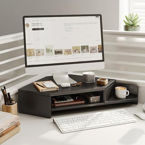 Rehausseur Écran D'angle de Bureau Élévatrice en Bois, Support Ergonomique pour Ordinateur Portable/Écran PC/Télévision, Étagère Triangulaire ( Color : B