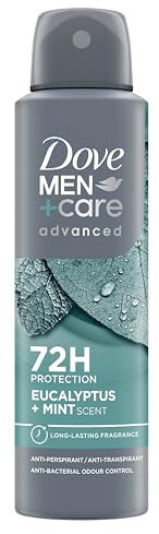 Dove Deodorante Dove Men + Care Eucalipto e Menta Spray Advanced Care, Deodorante Uomo, con 1/4 Crema Idratante, Formula Idratante e Delicata sulla Pelle, Protezione Fino a 72 Ore, 150 ml
