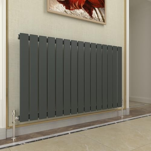 GY Bath Horizontaler Heizkörper, Anthrazit, Flachpaneel, Designer-Heizkörper, 600 x 1020 mm, moderne Zentralheizungsradien
