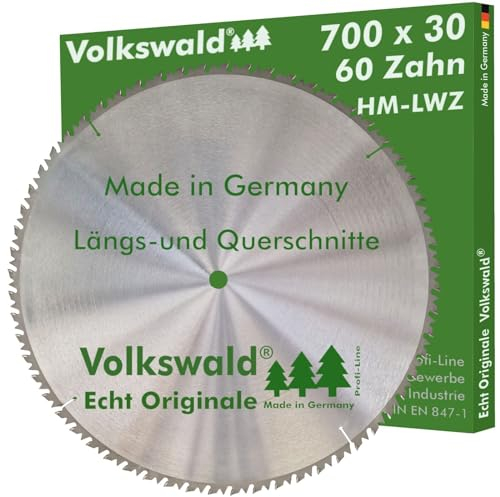 Volkswald ® HM-Sägeblatt LWZ 700 x 30 mm Z= 60 Kreissägeblatt Wechselzahn Präzisions-Sägeblatt mit Spanabweiser für Hartholz Naturholz Brennholz Leimholz Kappsäge Wippsäge Tischkreissäge