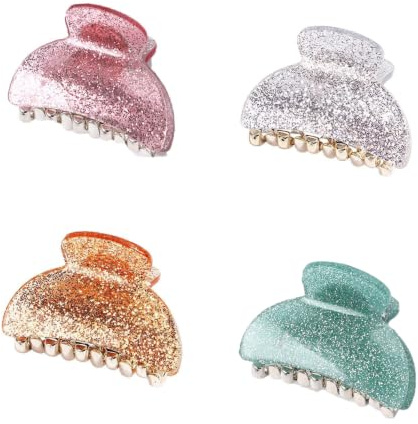 4 Piezas Pinzas para el Cabello de Cangrejo, Pinzas para Cabello con Purpurina Acrílica, Pinza Grande Antideslizante, Accesorios de Belleza de Moda para Mujeres Y Niñas (4 Colores)