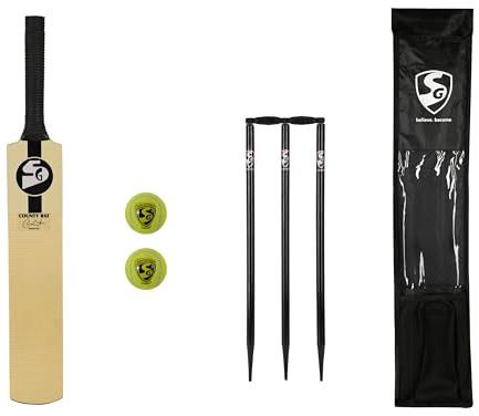 SG County Junior Cricket-Set – Kaschmir-Weidenschläger, Stümpfe, Bälle und Abdeckung | Rishabh Pant Edition | Cricket-Set (Größe 3, Größe 4) – bereit zum Spielen