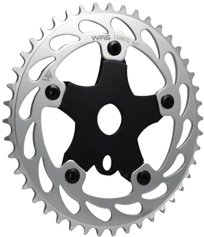 WFS Helix WFS3065-BO Kettenblatt mit Spinnen-Ritzel, 44T, 1/8 Zoll, 110 mm, BCD 5 Armloch, Old School BMX, Silber