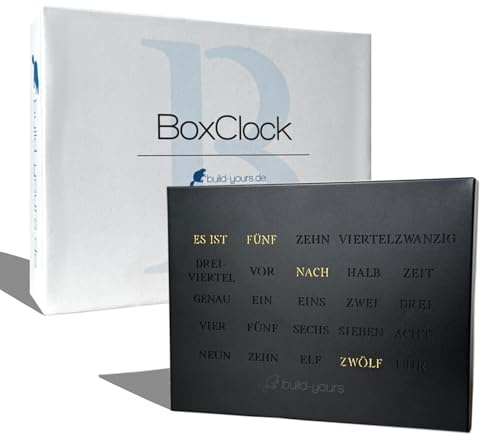 build-yours Elegante BoxClock Digitale Tischuhr - Moderne LED Schreibtischuhr mit WLAN und verstellbarem Standfuß - Uhr aus Gebürstetem Edelstahl für Büro oder Zuhause