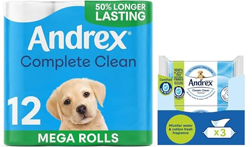 Andrex Complete Clean Mega Rolls - 12 Pack & Andrex Washlets 3 Pack