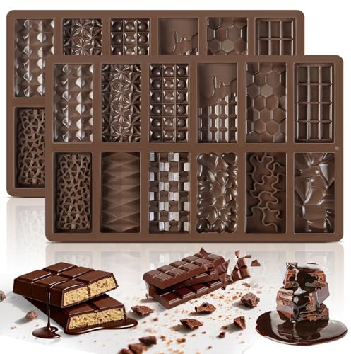 Schokoladenform Silikon 2 Stück Silikonform Schokolade 12 Tafeln Schokolade Form Silikonform Schokoladentafel Schokoladenform Silikon Tief Schokoladenriegelform für Schokolade Praline Süßigkeiten