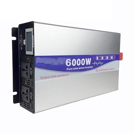 Onduleur Transformateur Onduleur À Onde Sinusoïdale 12V-72V DC À 110V/220V AC 6000W Convertisseur Batterie Externe Portable Énergie Solaire Domestique avec USB Convertisseur(60V,120V(60HZ)_B)