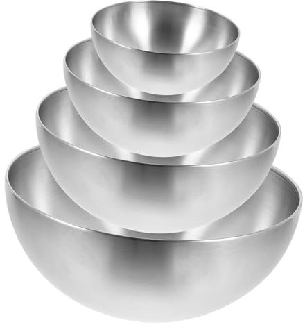 SECFOU 4piezas Recipientes Inoxidable Ensaladera Grande Cuenco Para Para Sopa y Ensaladas