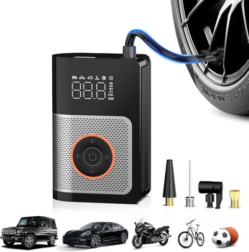 Elektrische Luftpumpe, 150 PSI Akku Luftpumpe, Fahrradpumpe Elektrisch mit LED-Bildschirm, 6 Modi, Air Pump für Autos, Motorräder, Fahrräder und Bälle, PowerPump 360