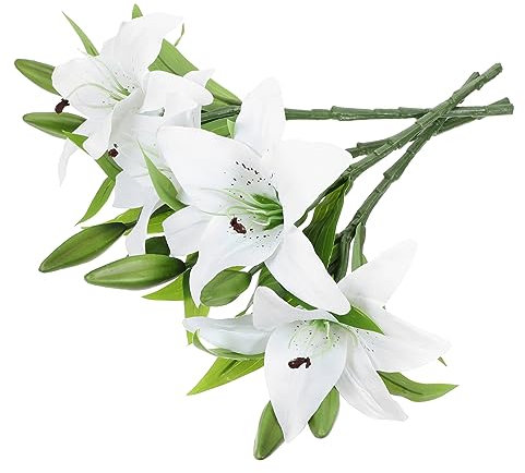 MAGICLULU 4pièces Bouquet De Lys Artificiels Réalistes Fausse Fleur De Lys sans Entretien Décoration De Mariage pour Intérieur Accessoire Floral DIY