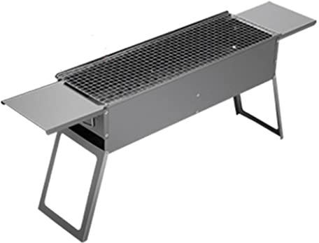 Barbecue Portatile a carbonella, in Acciaio Inox, per Campeggio, affumicatore, per Cucinare all'aperto, Picnic, Giardino, Barbecue a carbonella, Feste (Argento 60 * 20 cm)