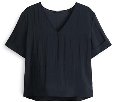 OPUS Damen Kurzarmbluse | FILKA Loose leichte Viskosemix Bluse im Boxy Fit Coal Blue, 36