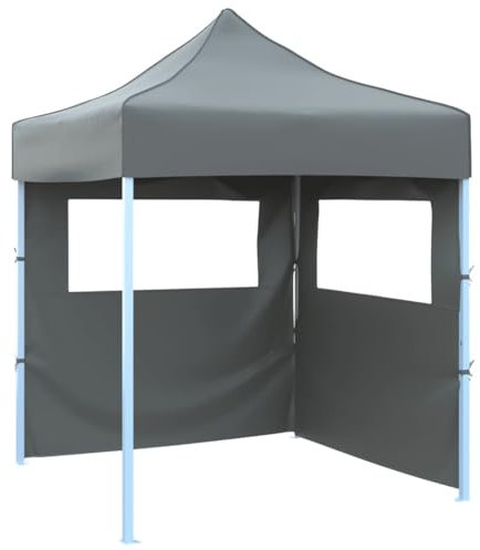 Tonnelle de Jardin Pliable, Tente de Réception Pavillon Barnum de Jardin avec 2 parois 2x2 m Acier Anthracite