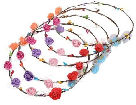 Veemoon 5 Stück-pack LED Blumenkranz Haarkranz mit Licht für Hochzeiten und Strände Bequemes Tragen Papier und Elektronik Material Einzigartiges Design für Kinder und Zufälliger Stil