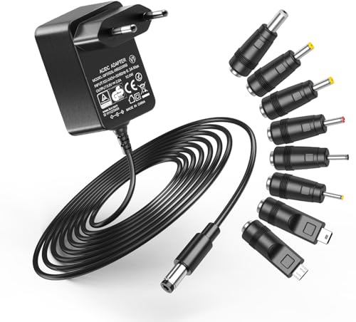 5V 2A DC Netzteil, Koyze 5V 2000mA AC DC Netzteil Adapter with 8 DC Plugs Konverter Transformator for 5V Elektronik wie Tablet Telefon USB HUB CCTV Kamera, 2A Max.