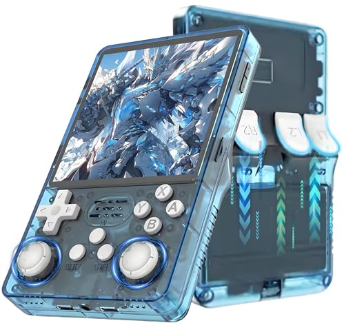 R36 Plus Consola de Juegos portátil Retro-Versión WiFi,21000+ Juegos,12 emuladores,Pantalla IPS OCA de 4 Pulgadas,Consola de Videojuegos portátil,Sistema Linux de código Abierto (Azul claro-128G)
