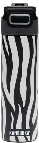 Kambukka Elton Insulated - Bouteille isotherme 600 ml Zebra - Anti-fuite en acier 18/8 - Bouchon 3 en 1 - Sans BPA