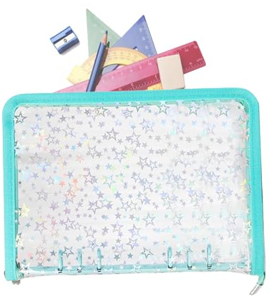 Refillable Transparent Binder - Smart Ring Binder Notebook Cover A5 Notebook Cover Zipper Sticker Collection Book for Journal Cards, Tickets, Receipts, School, Office,