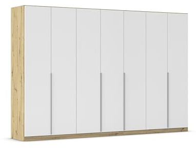 Rauch Möbel Alabama, Kleiderschrank, Farbe Weiß/Eiche Artisan, Breite 315cm | Schrank, 7-türig, Zubehör Basic, für Schlafzimmer, Kinderzimmer, Ankleidezimmer, Garderobe, Flur