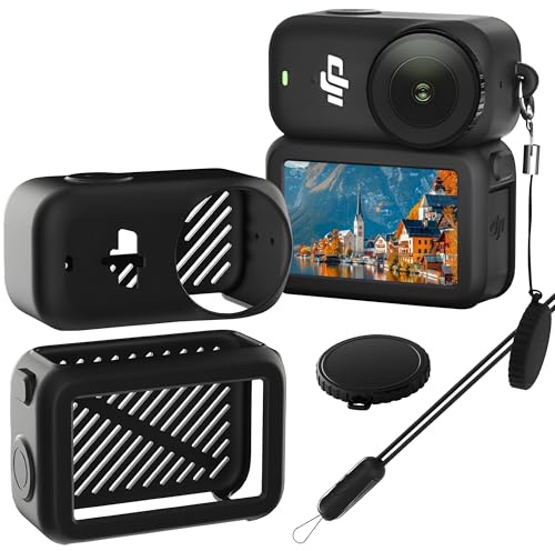 Debmale Osmo Nano Silikonskydd - Kameralinsskyddsfodral Reptåligt Hållbart för DJI Osmo Nano Kameratillbehör med Handledsrem Svart