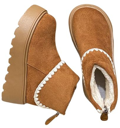 Genérico Botas Nieves Mujer,Botas Retro De Plataforma Gruesa Botines De Invierno Forrados Antideslizantes Calzado De Moda Para Exteriores Y Clima FríO