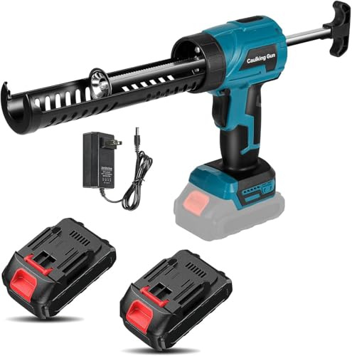 21V Pistolet Silicone électrique,Pistolet à Cartouche sans Fil avec 1500mah Batterie,4 Vitesses Réglables,Jusqu'à 3000N,Anti-Goutte,Pompe a Silicone 300ML Sceller,pour Scellement (2 batterie)