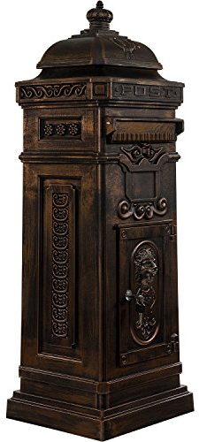 STILISTA Antiker Standbriefkasten 102 cm, Aluminium, Farbwahl, Bronze