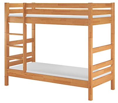 Erst-Holz®Etagenbett Massivholz Buche Natur 90x200 Stockbett Rollrost Matratzen Hochbett 60.17-09M