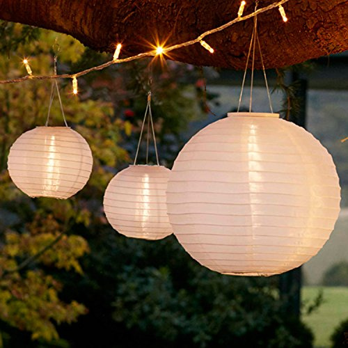 Lights4fun 3er Set LED Solar-Lampions Weiß – Wetterfeste Hängelaternen für Außen | Solarbetriebene Gartenleuchten für Terrasse, Balkon, Baum & Outdoor-Deko im Boho-Stil