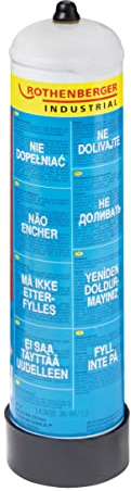 ROTHENBERGER Industrial 1x Sauerstoff Einwegflasche (O2) 930 ml | Fülldruck 110 bar | Anschluss: M 10 x 1