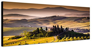 Augenblicke Wandbilder Keilrahmenbild Wandbild 150x50cm Italien Toskana Landschaft Weinberge