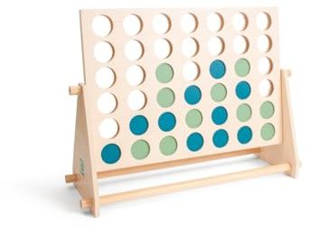 BS Toys Quatre Ensemble - Jeu D'Adresse pour Enfants - Convient pour Intérieur Ou Extérieur - A Partir De 6 Ans - Jeu De Société pour Anniversaires d'enfants - Deluxe Bois Vert/Bleu