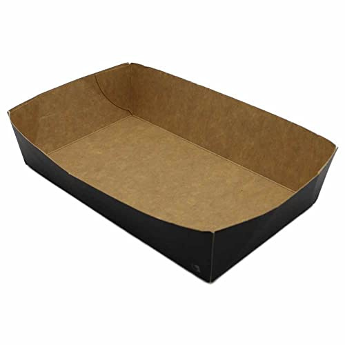 BAMI EINWEGARTIKEL Snackschale Pommesschale Pappschale Papier Schale Fingerfood Einwegschale Schwarz Verschiedene Größen (N4 (100x170x42mm), 100)