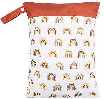 Treer Wetbags für Stoffwindeln Windeltasche Baby 30x40cm Regenbogen-Serie Wasserdichte Organiser Beutel Nasstaschen mit Doppelt Reißverschluss - Nass-Trocken- Trennung (Rot)