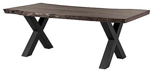 MASSIVMOEBEL24.DE Esstisch Akazie grau lackiert Freeform | 220x100x77 cm (BxTxH)92kgModernzerlegtvollmassivMASSIVMOEBEL24.DE