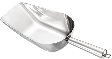 PATIKIL Hielo Cuchara, Inoxidable Acero 11.8x3.5 Pequeña Hielo Fabricante Utilidad Pala con Colgante Lazo para Cocina Bar Fiesta, Plata